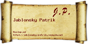 Jablonsky Patrik névjegykártya